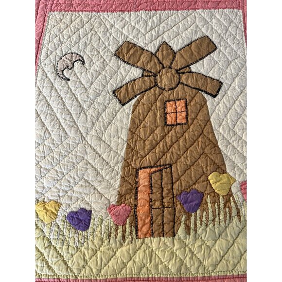 Vintage Dutch Windmill Girl Sunbonnet Sue Variation Quilt Super Sweet READ - Picture 1 of 16